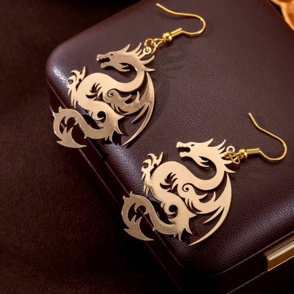 2/$30🌵 Dragon Earrings Gold Asian Bohemian Ethnic Jewelry Mortal Kombat NEW - Picture 10 of 10